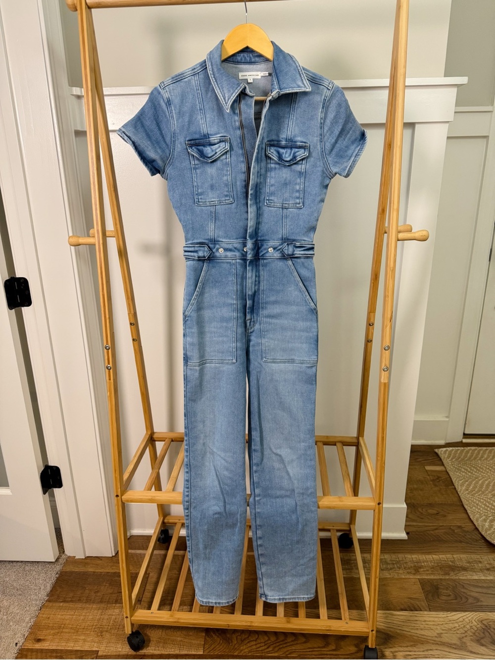 Good American Light Blue Denim Jumpsuit